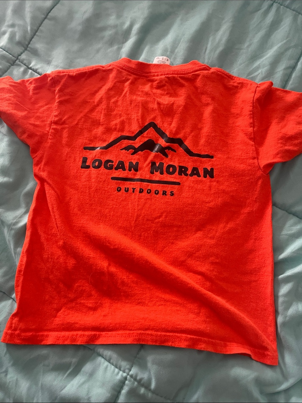 Gildan Orange Logan Moran Outdoors Graphic Tee with Black Print